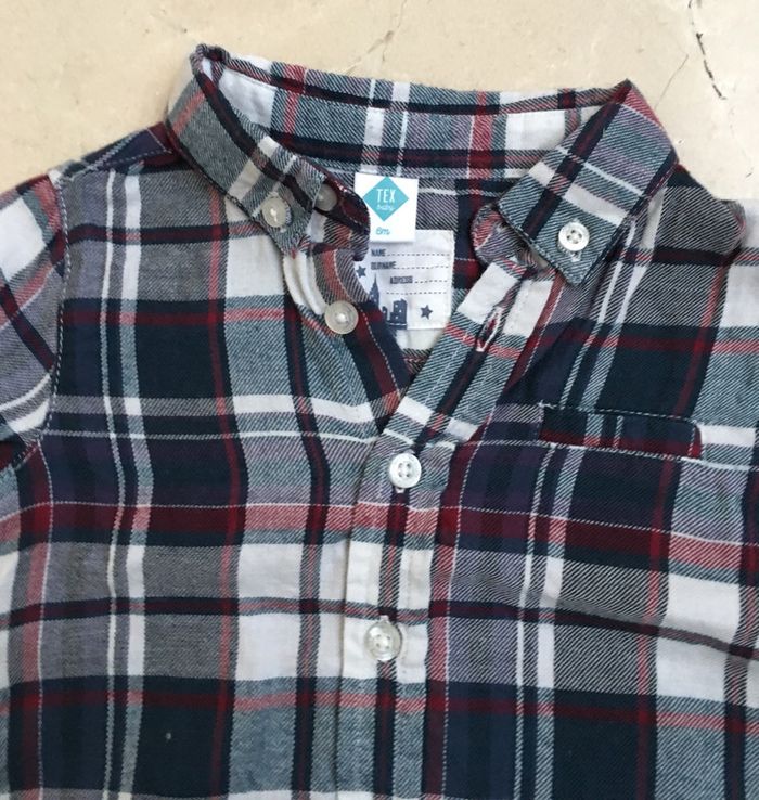 Chemise à carreaux manches longues bébé 6 mois - photo numéro 2