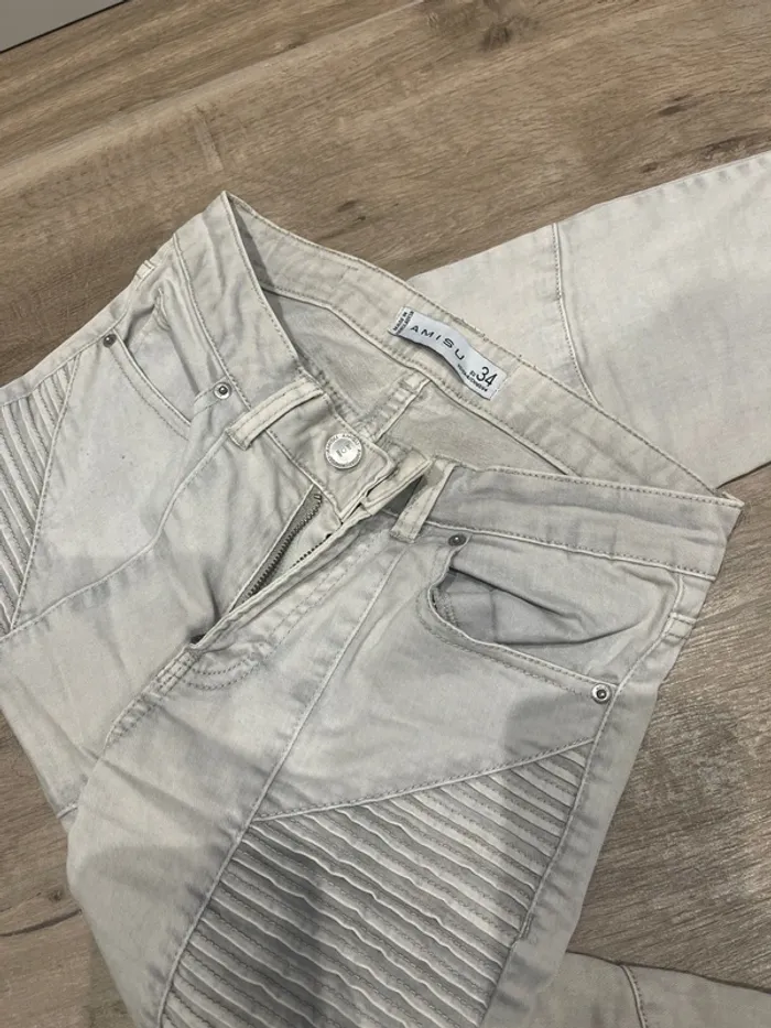 Pantalon texturé gris clair - photo numéro 3