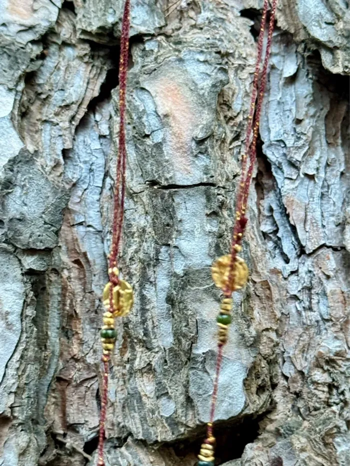 Long sautoir habaha Paris fils ressens grigri pierre naturelles acier inoxydable or - photo numéro 7
