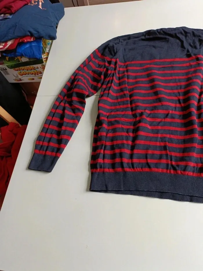 Pull rayé rouge bleu marine Gémo taille xxl - photo numéro 7