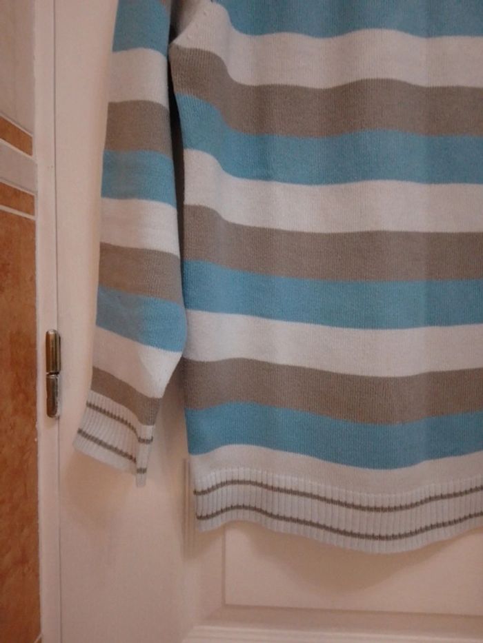 Pull à bandes bleues/grises T.14 ans - Le Coq Sportif - photo numéro 3