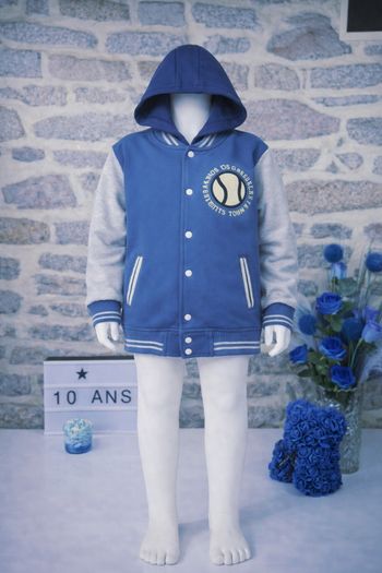 Teddy molletonné à capuche bleu gris et marine Garçon taille 10 ans marque Vertbaudet 🎸 