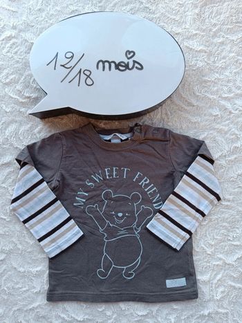 Tee shirt chemise manches longues Garçon 12/18 mois Winnie l'ourson my sweet friend H&M 100% coton