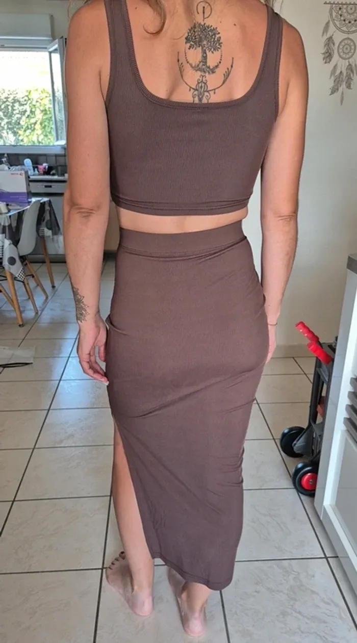 Ensemble Jupe longue et top Marron - photo numéro 3