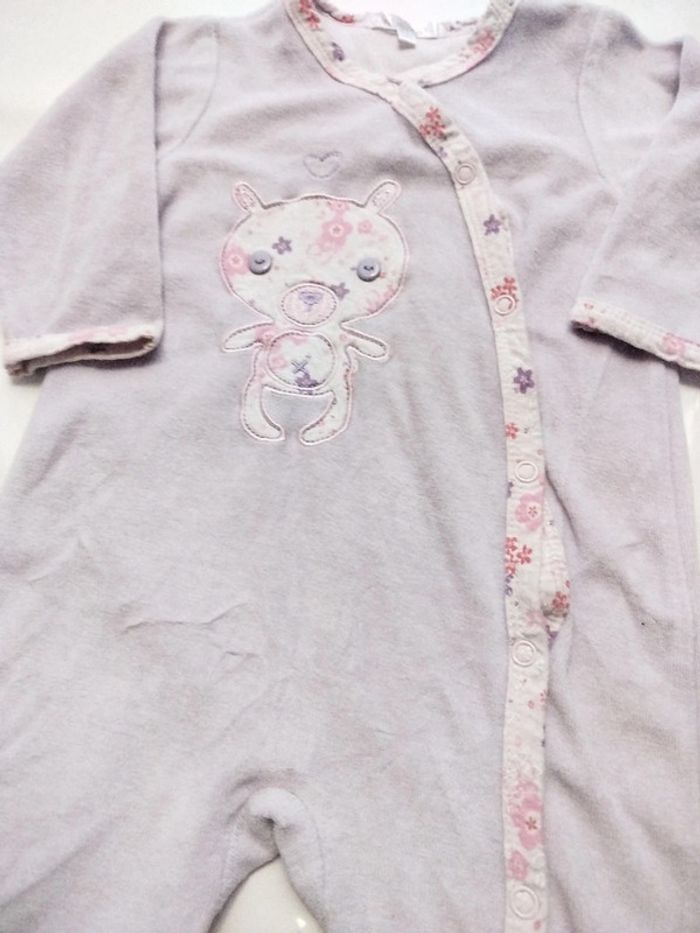 Pyjama velours ouverture sur le devant fille 12 mois - photo numéro 4