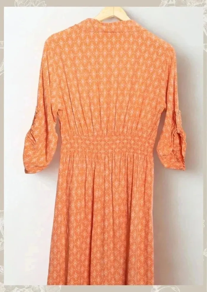 Robe d’été orange abricot motif berbère Madison Taille S/M - photo numéro 9