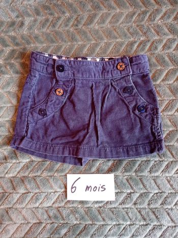 Jupe-short en velours 6 mois