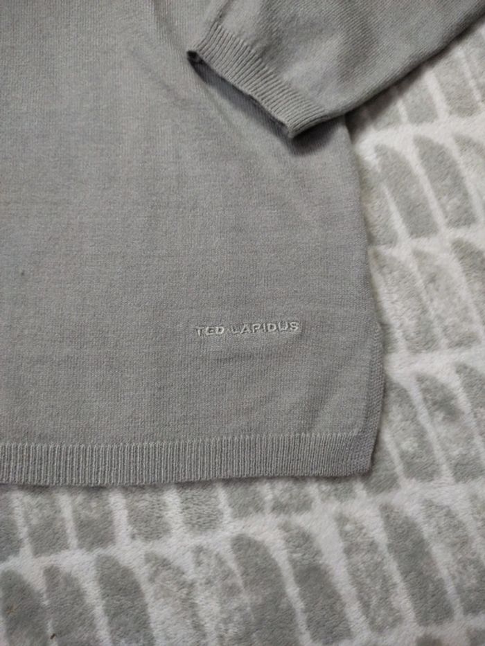 Pull fin gris Col V cachemire et soie Ted Lapidus taille 36 38 - photo numéro 3