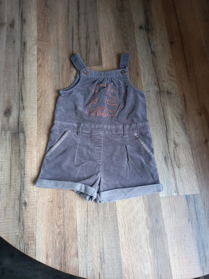 Salopette courte fille, couleur marron, Lulu Castagnette, 18/24 mois,