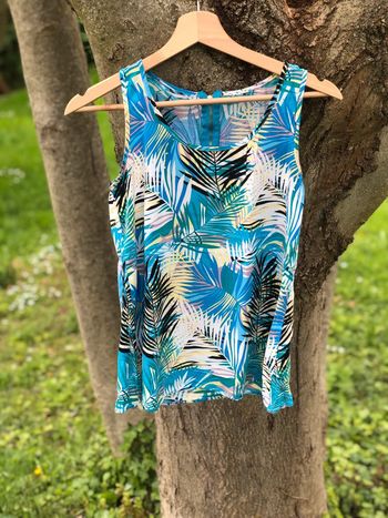 Débardeur bleu tropical