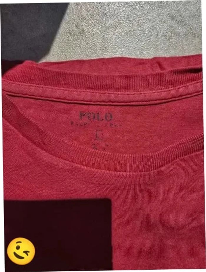 T-shirt Ralph Lauren L coupe col rond rouge Homme Men tee033 - photo numéro 2