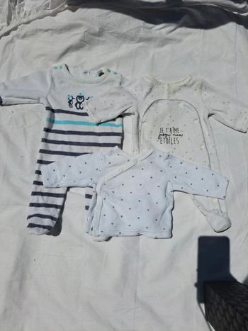 Lot grenouillère et gilet cache cœur garçon