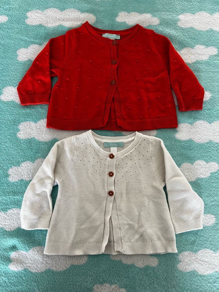 Lot 2 gilets bébé fille 100% coton Obaïbi 6 mois