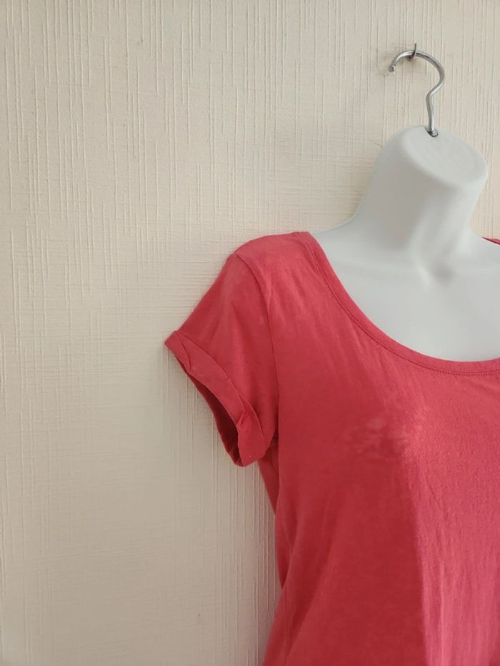 Tee-shirt rose manches courtes avec poche poitrine - photo numéro 3