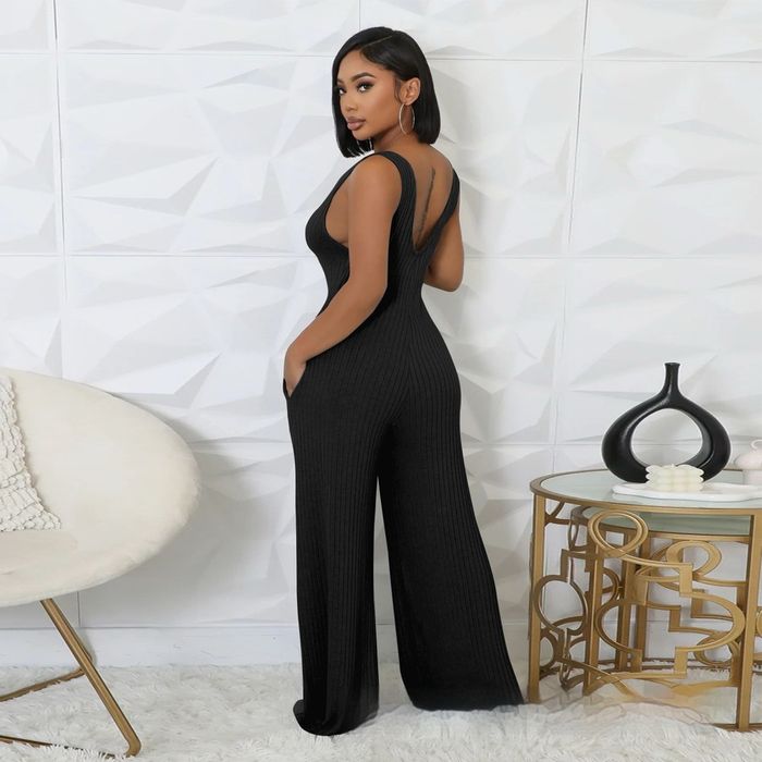 Ensemble de combinaison à manches longues côtelées pour femmes - photo numéro 8