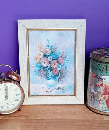 Peinture florale encadrée vintage