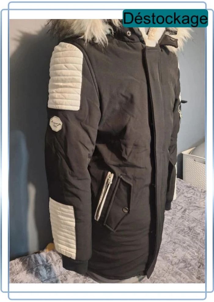 Blouson fourrure à capuche projet X - homme - noir et blanc - taille M (161) - photo numéro 3