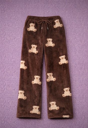 Pantalon marron à motifs oursons ultra cosy