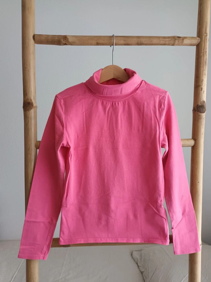 Sous pull avec col rose fuchsia 8 ans