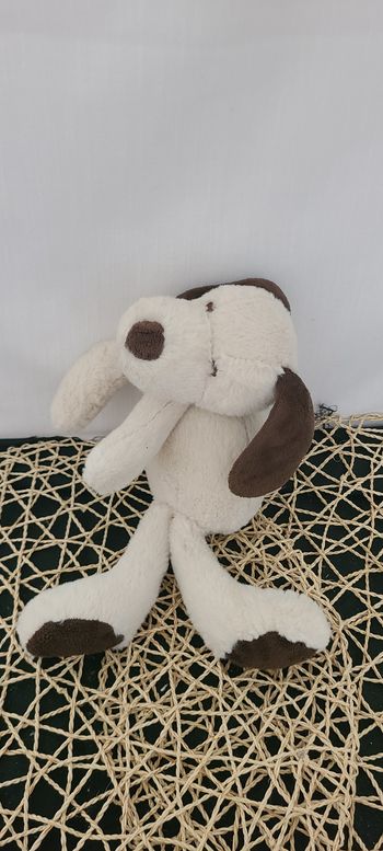 Doudou peluche chien beige marron MARQUE VERTE
