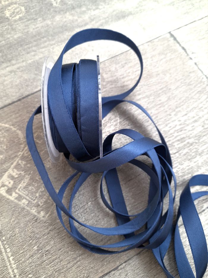 Ruban satin avec surpiqures, bleu marine - photo numéro 4