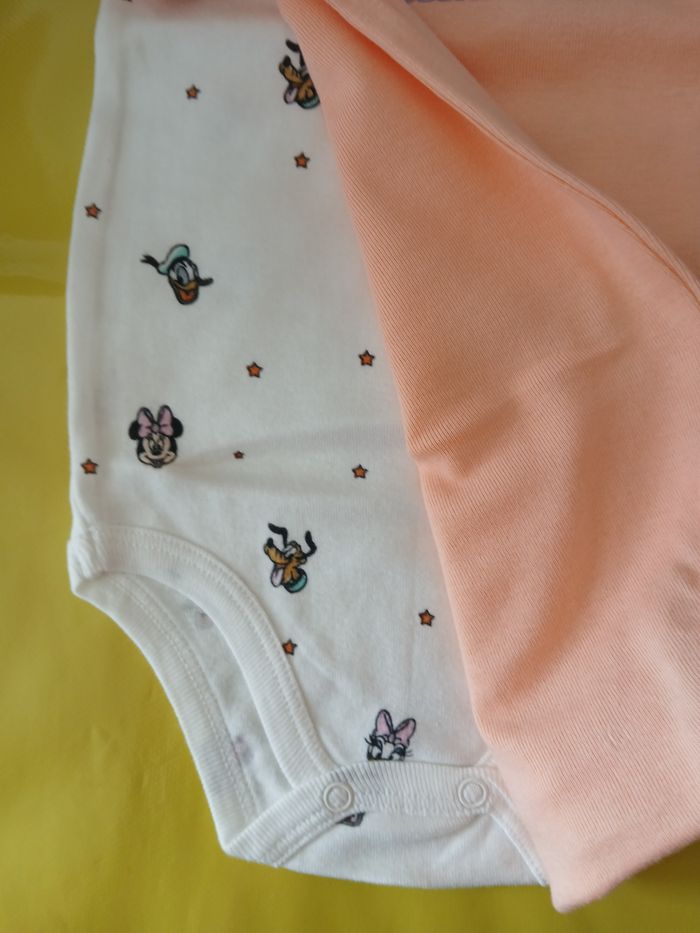 lot 2 bodies fille manches courtes minnie disney 67 cm 6 mois - photo numéro 2