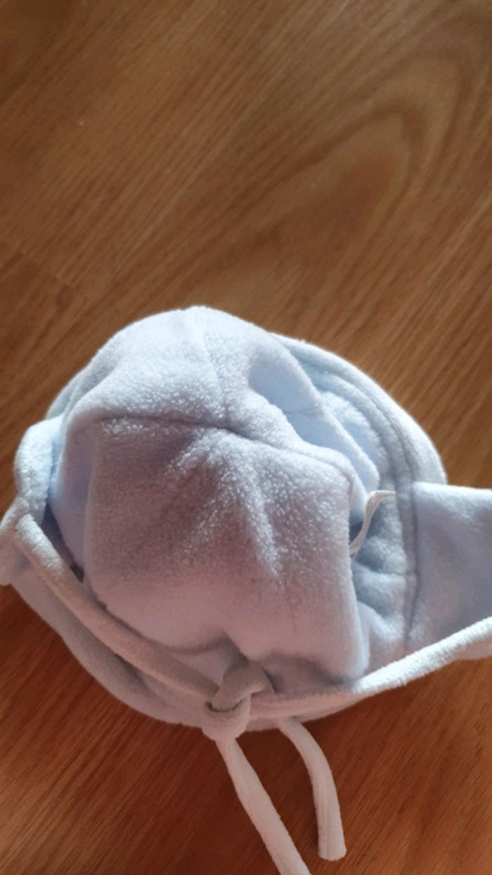 bonnet tout doux bébé bleu ciel 0 a 6 mois - photo numéro 2