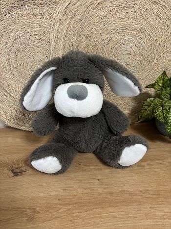 Doudou chien gris blanc assis Tom & Zoé 