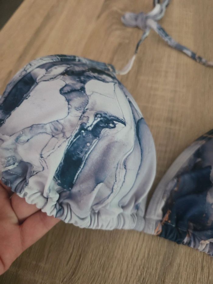 Bikini + paréo tons bleus lilas doré taille M - photo numéro 6