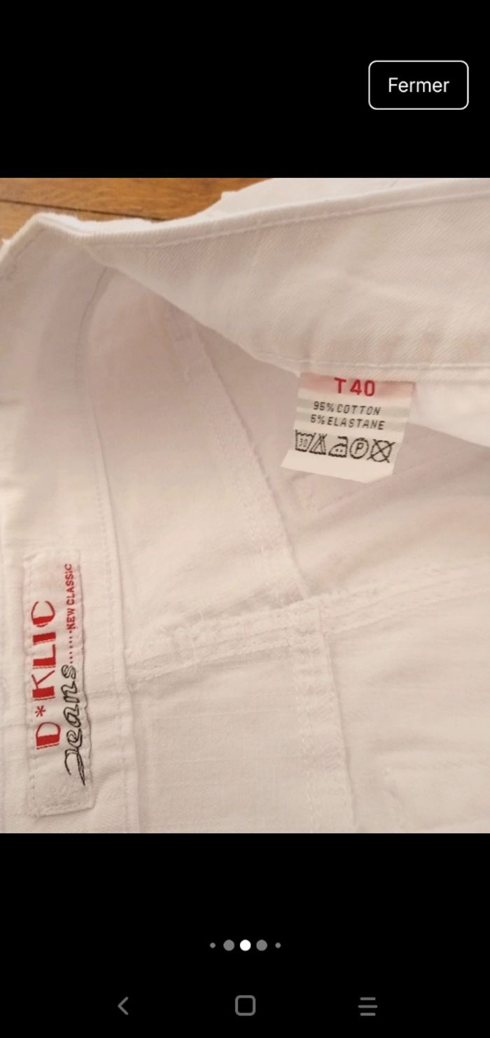 Pantalon - pantacourt en Jeans, neuf taille 40 avec broderie argentée - photo numéro 4