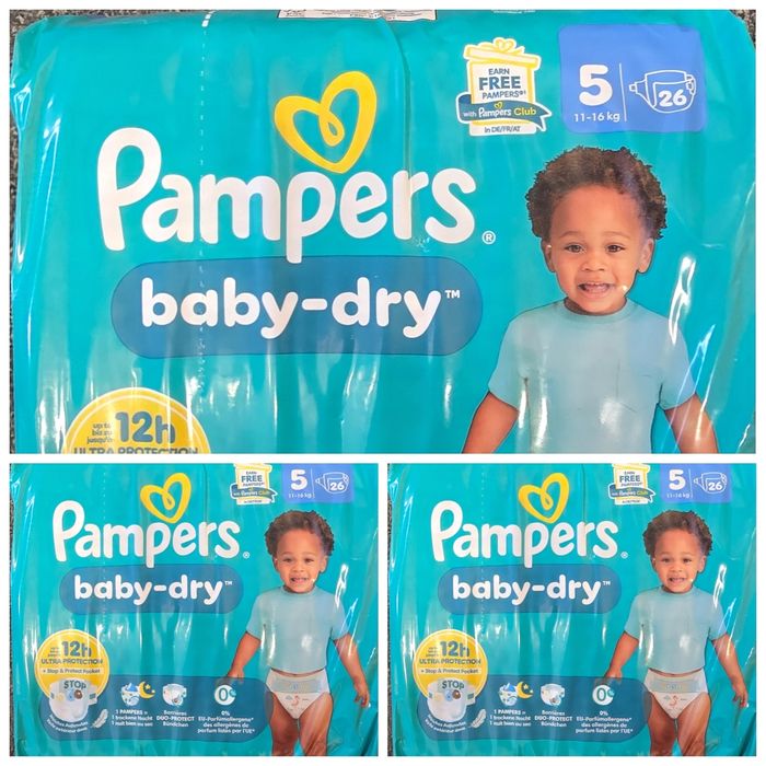 Lot de 78 Couches Pampers Baby Dry 11-16 kg Taille 5 Neuf