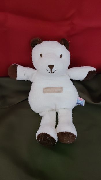 Doudou Peluche SUCRE D'ORGE OURS PANTIN BLANC / MARRON 22cm