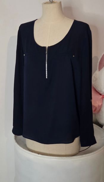 ARMAND THIERY – Blouse Bleu Marine Fluide – Taille 3 (L) – Élégante & Intemporelle