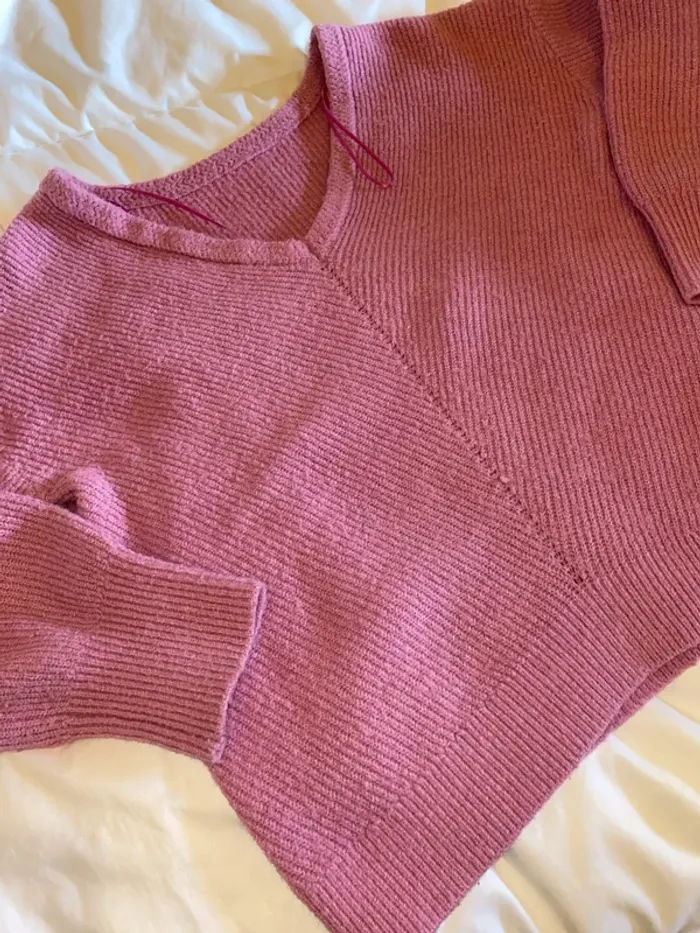Pull col V rose La Halle - Taille M - photo numéro 3