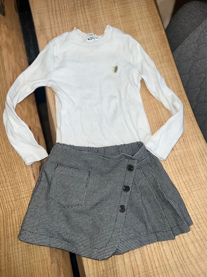 Ensemble 3 ans kiabi okaidi jupe short à carreaux cœur - photo numéro 2