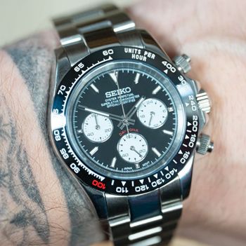 ✅NeUF MAGNIFIQUE MONTRE MARQUE SElKO CHRONOGRAPH NOIR DAYT0NA LE MANS 40MM H0MMAGE VERRE SAPHIR MOUV