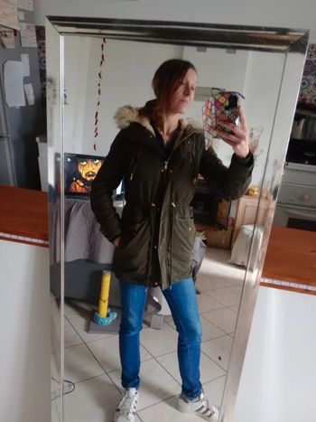 Manteau femme s kaki à capuche fourree c57