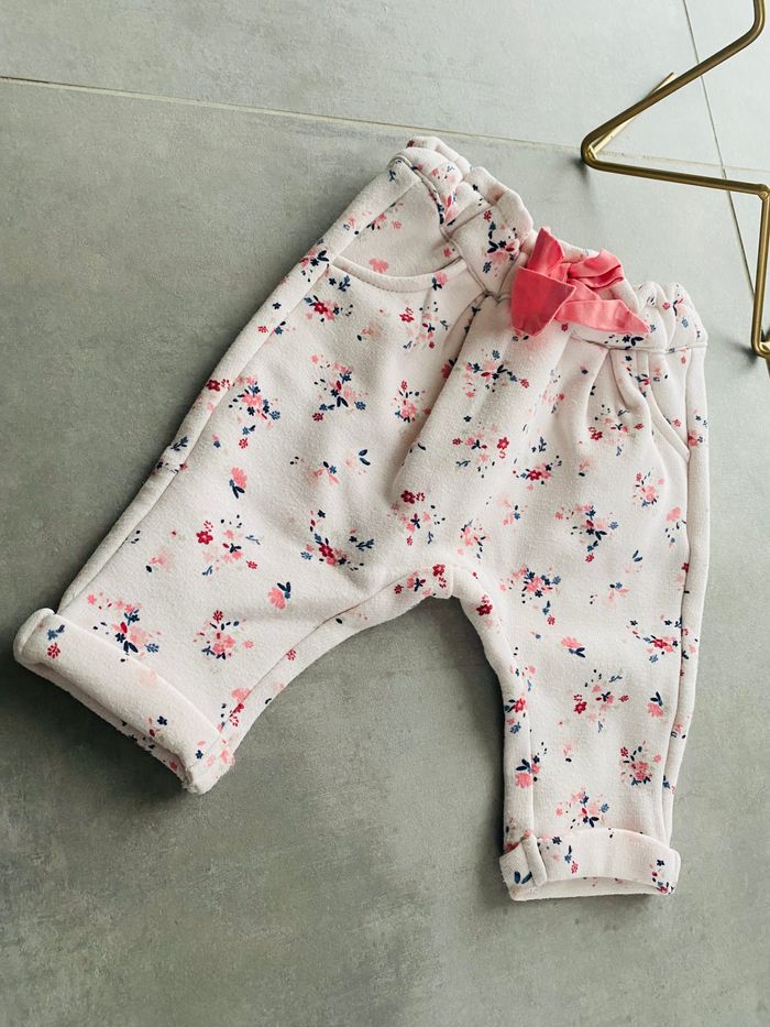 Pantalon molletonné fleuris 3 mois tape à l’œil / TAO - photo numéro 2