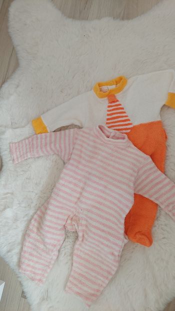 2 bodys ozona rose orange et blanc