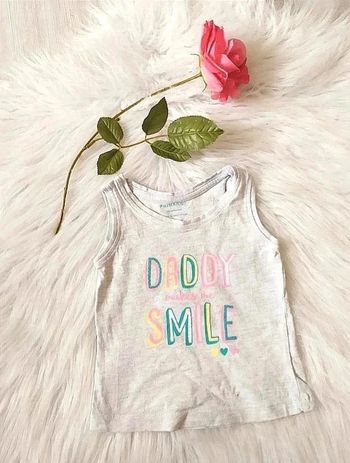 Tee-shirt sans manches débardeur Daddy makes me smile 6-9 mois