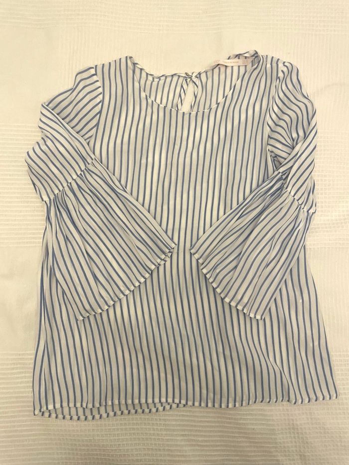 Haut blouse à rayure bleu et blanc Zara - photo numéro 1