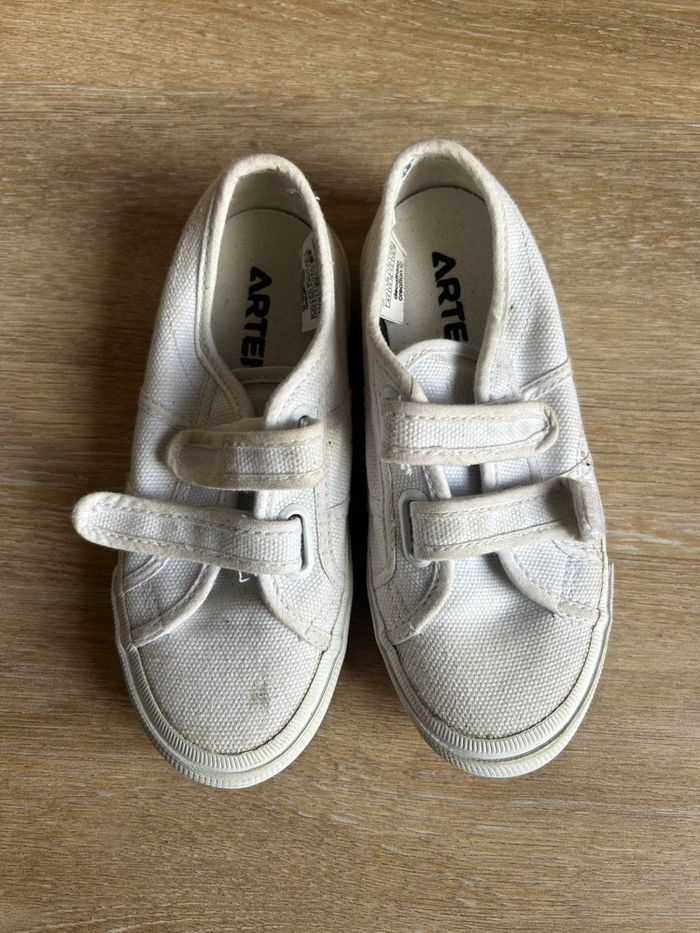 Baskets garçon ARTENGO toile blanche – taille 31 scratch - photo numéro 2