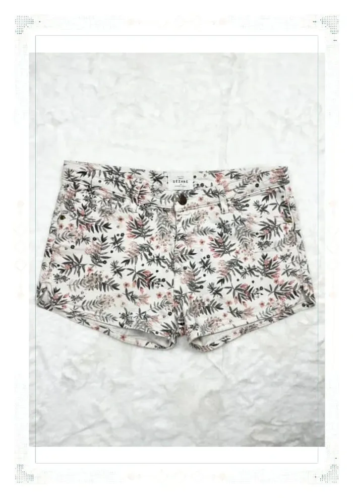 Short en jeans Sézane blanc à fleurs taille S femme – très bon état - photo numéro 7