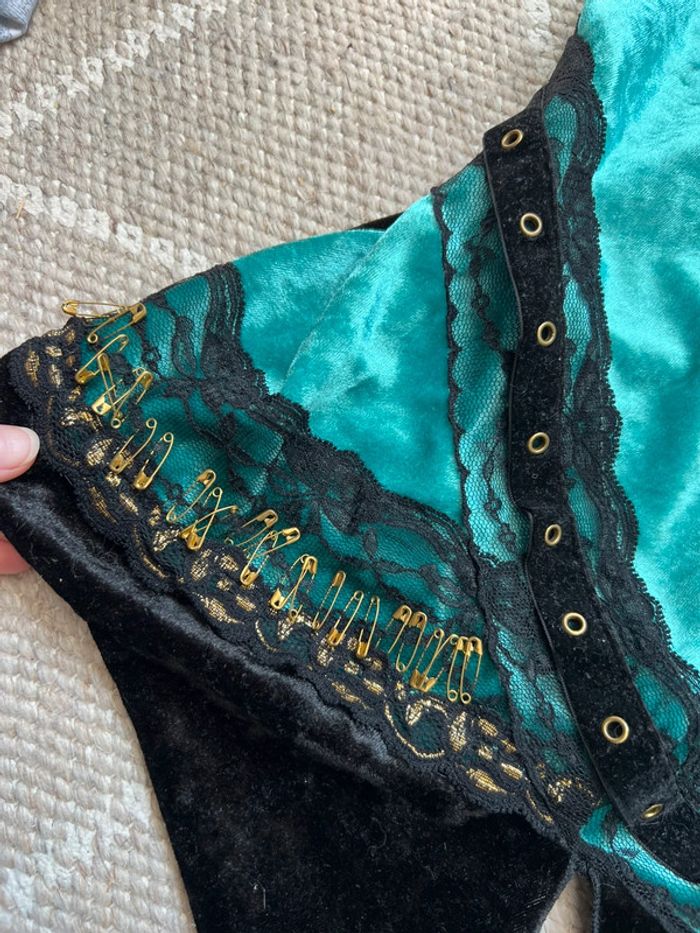 Débardeur velours dentelle Whimsical féerique vintage 90s - Taille M - photo numéro 6