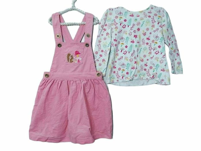 18 mois bébé fille ensemble robe légèrement côtéle et t-shirt