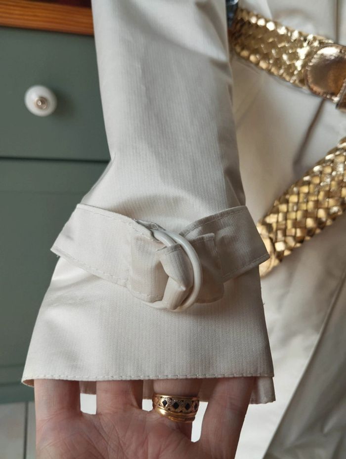 🐝 Trench-Coat Léger Couleur Ivoire Irisé Claude Harvey T38/40🐝 - photo numéro 5