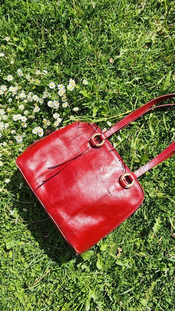 Joli sac a main en cuir lumineux rouge