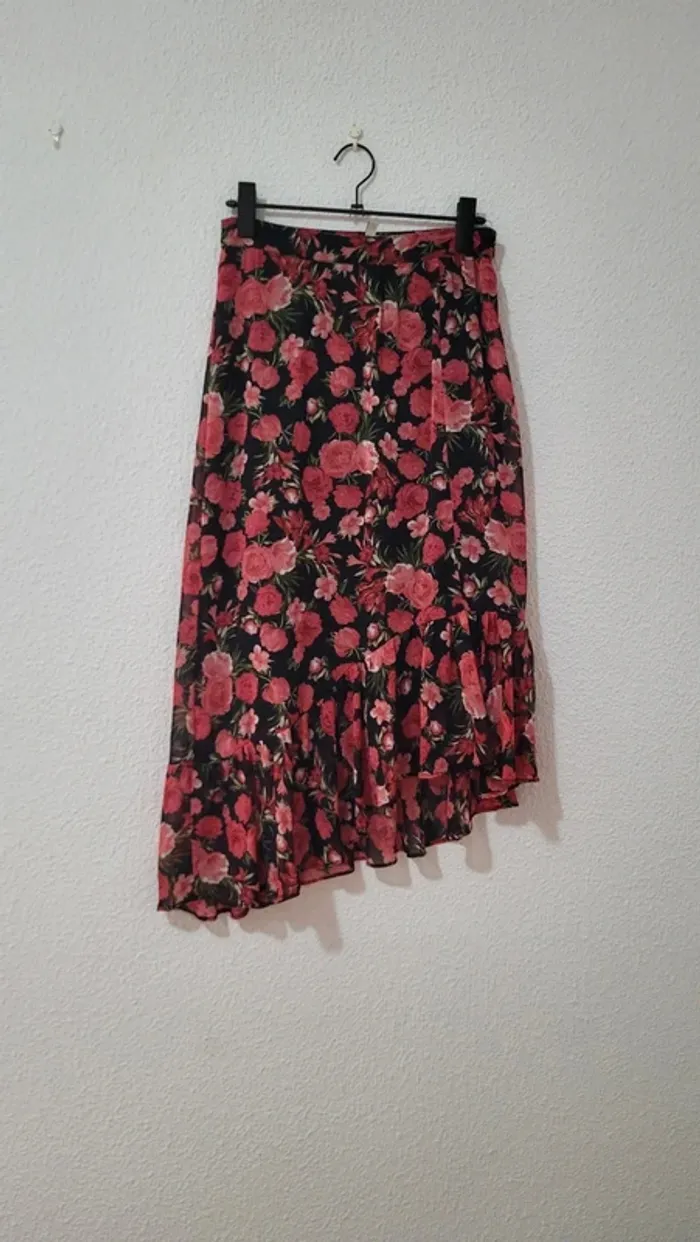 Falda midi fluida con volantes flora - photo numéro 3