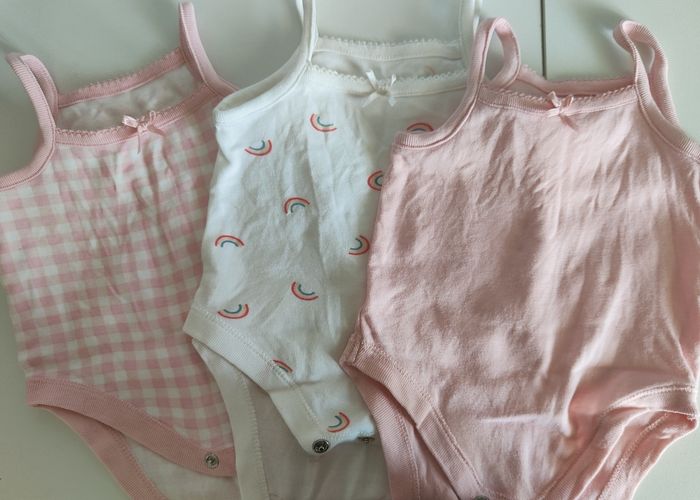 Lots de 3 bodies manches courtes fille 0 - 3 mois, 62 cm