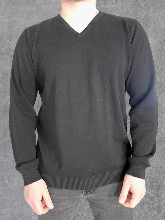 Pull fin OKW noir 100% coton col V - XL - photo numéro 3